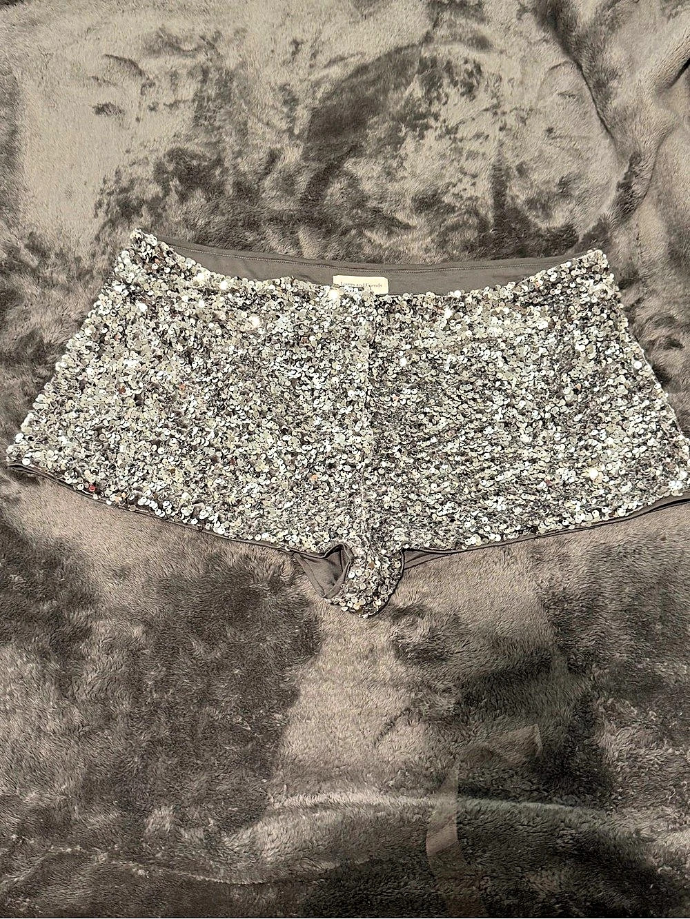 Lovers and Friends x Bridget Robyn Short Sequin High-Waist Shorts Gray & Silver